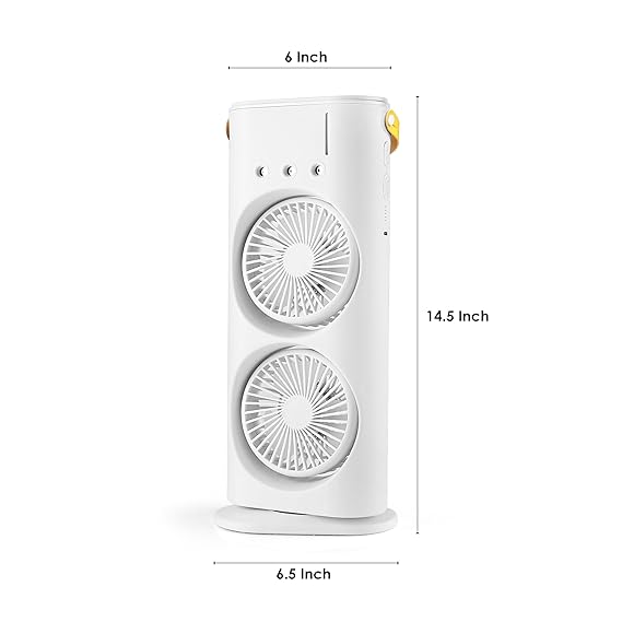Portable Mini Double Fan Air Cooler with Mist Humidifier and LED Lighting